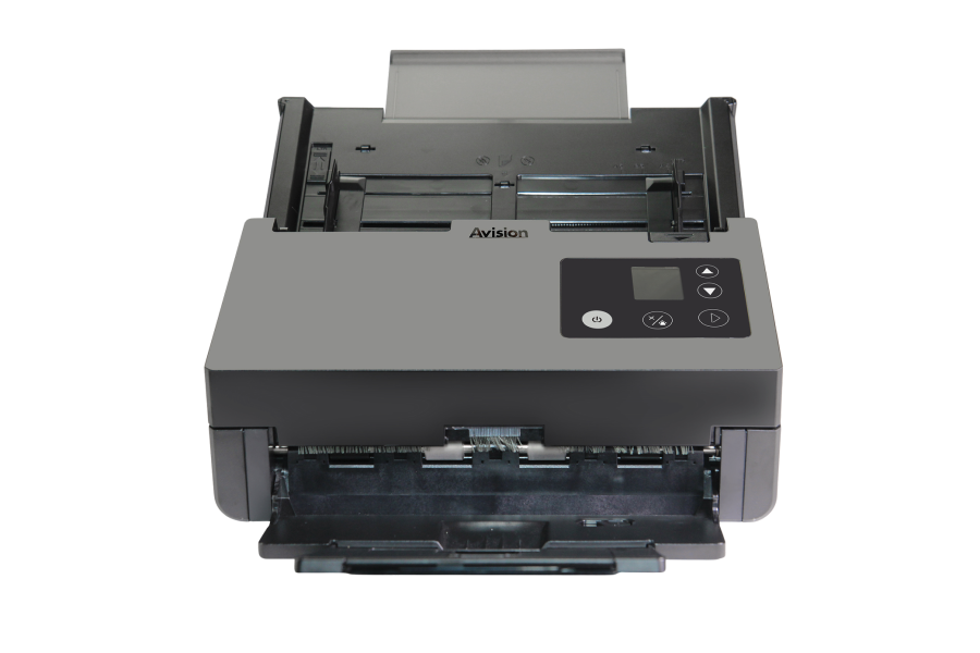 Avision AD370 scanner front view open